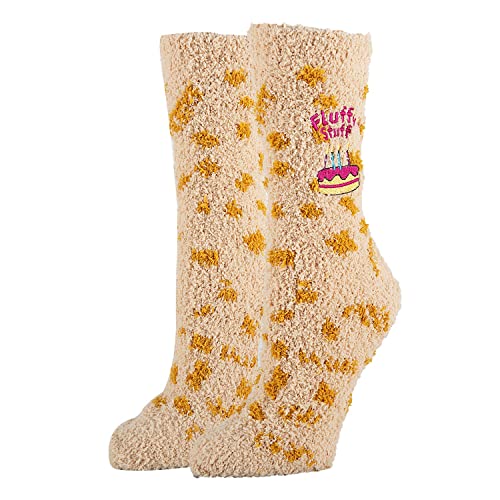 Image of ooohyeah Women's Funny Novelty Pattern Fuzzy Crew Socks, Cozy Fluffy Warm Cute Socks, Shoe Size 5-10