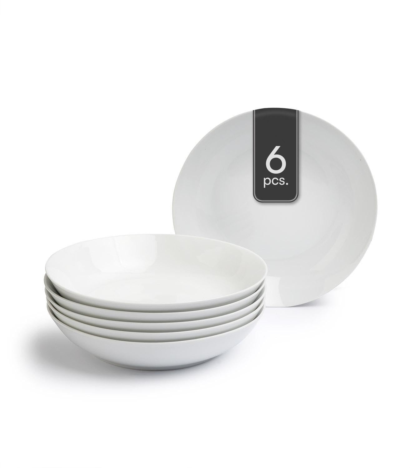 Suppenteller 6er Set Tiefteller Salatteller - Porzellan - Weiß - Ø 20 cm