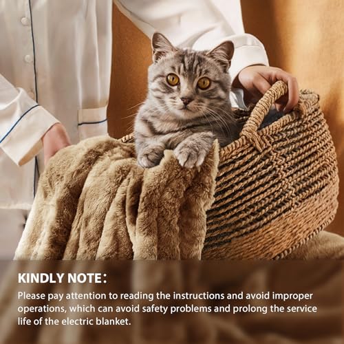 Image of Homemate Electric Heated Heating Blanket Queen Size 84 inchx90 inch Dual Control | ETL Certified 2 /4 /6 /8H Auto-Off 10 Heat Level Overheat Protection Machine Washable FauxFur Sherpa,Cold Room Cold Sleeper Gift