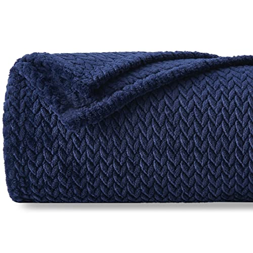 Newcosplay Super Soft Throw Blanket Dark Navy Premium Silky Flannel Fleece Leaves Pattern Lightweight Bed Blanket All Season Use (Dark Navy, Throw(40"X50")) #TOP24