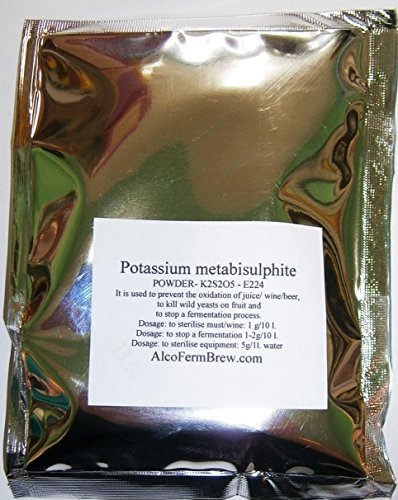 AlcoFermBrew SULFITE DE POTASSE 100g - Stabilisants du vin E224 | Métabisulfite | Stabilisateur de vin | Désinfecter E224 | Conservation Le vin la bière Le cidre Cover