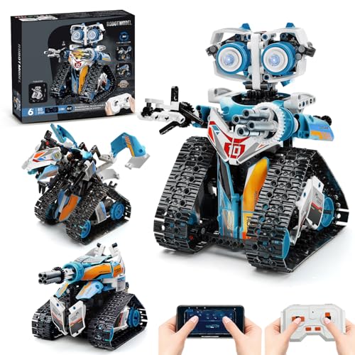 DOLIVE Robot Toys for Kids Ages 8-14, Remote & App-Controlled 3 in 1 STEM Robotics Set for Kids, Creative Birthday for Boys Girls Aged 8 9 10 11 12+ (695 Pieces)