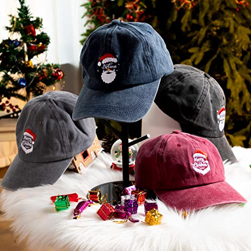 4 Pcs Christmas Hat Christmas Baseball Cap Embroidered Santa Hat Adjustable Washed Funny Baseball Cap For Men Women #TOP4