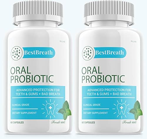(2 Pack) Best Breath Oral Probiotic Protection for Bad Mouth Breath Gums Teeth Pills (120 Capsules)