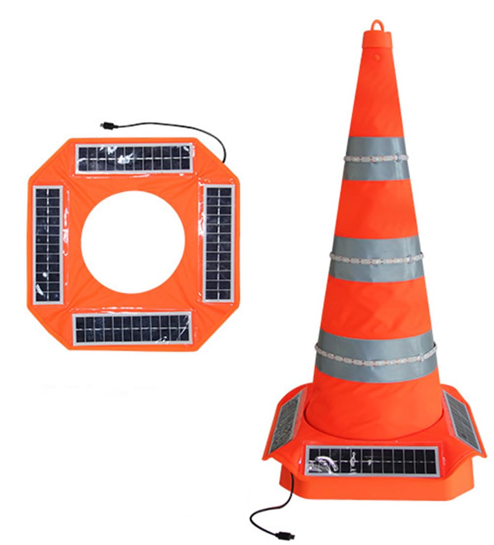 Solar LED Luminous Road Cone Cover - High Visibility Reflective Sleeves for Traffic Cones, Waterproof and Rechargeable - 1pc(Big)