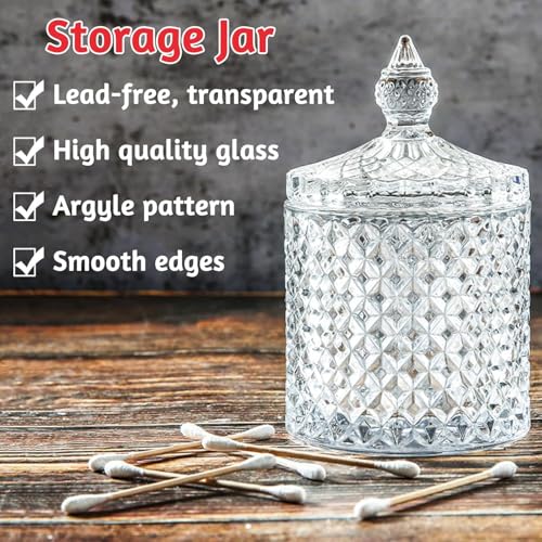 Image of bellemax Box Pattern Crystal Candy Jar with Lid | Decorative Glass Storage Container for Candy, Chocolates, Cookies, Dry Fruits & Snacks | Elegant Crystal Cut Design for Home Kitchen (Pack of 1)