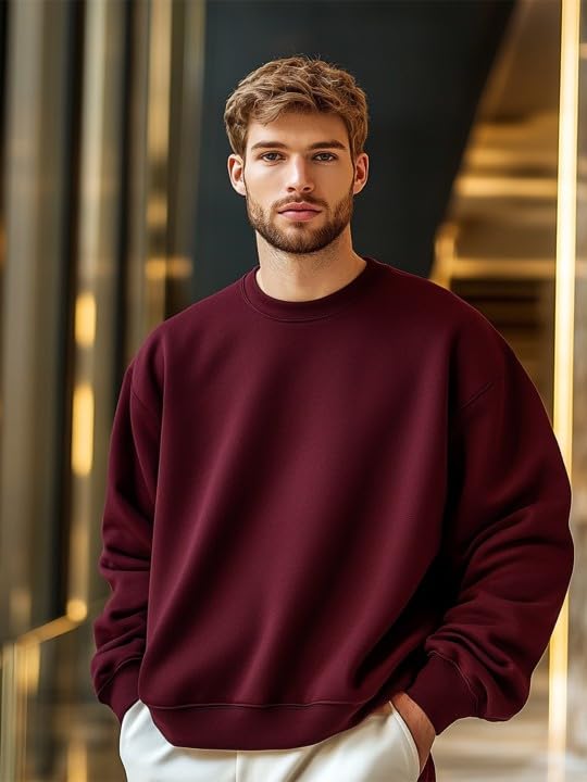 Men Trendy Long Sleeve Sweatshirt Comfortable Fabric Relaxed Fit Casual Fashion Pullover M-Plain_Parent-picture-53