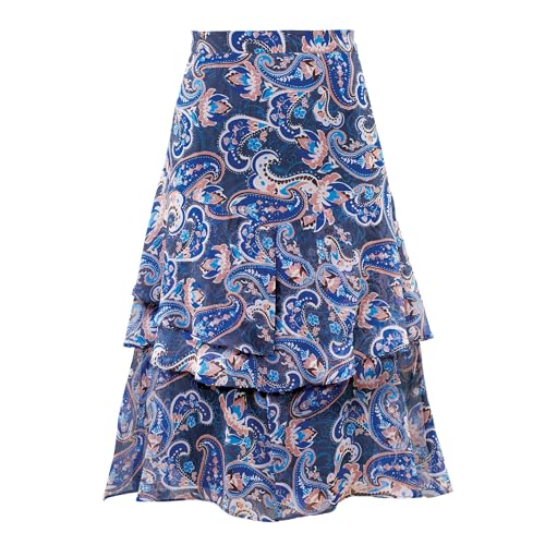 Collections Etc Paisley Print Tiered Elasticized Waist Pull-On Skirt2