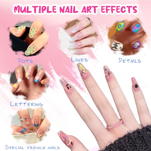 Image of 12 Color Nail Art Pens for Painting Nails, 0.7 MM Nail Polish Pens Drawing Point Liner Acrylic Painted Pen Kit, Waterproof Quick-drying for DIY Nails Art Design Manicure Tools