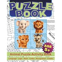 Children's Puzzle Activity Book for Kids Aged 5+: Brain-Boosting Jungle Puzzles full of Word, Math, and Logic Challenges. The Perfect Tiny Puzzler Gift!