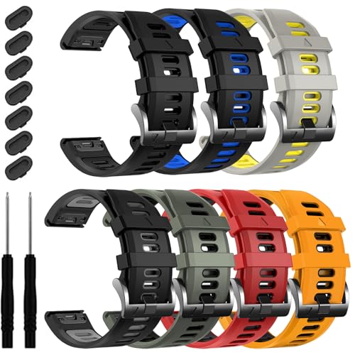 EZMVZKU 26mm Quickfit Watchbands for Fenix 8 AMOLED 51mm/Fenix 7X/7X Pro/6X/6X Pro/5X Plus/3 HR, Sport Silicone Straps Compatible with Garmin Enduro 3/2/Descent Mk3i/Epix Pro/Tactix 8 AMOLED 51mm