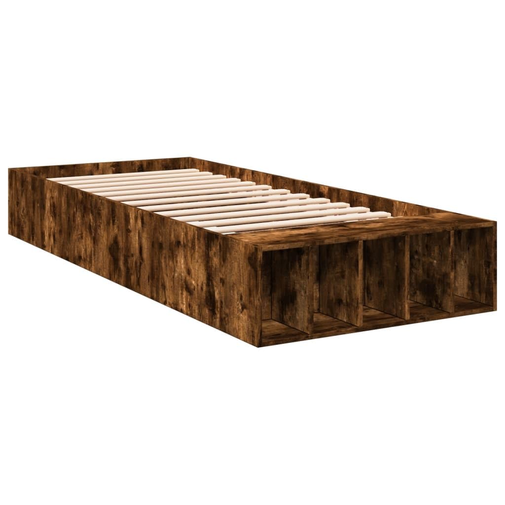 Rama łóżka rodzinnego łóżko podwójne łóżko sypialnia meble rama łóżka dąb wędzony 100 x 200 cm materiał drewnopochodny