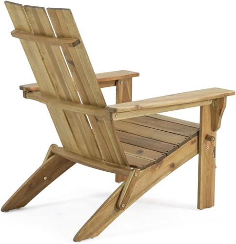 Miniatura 6 de Silla Adirondack plegable de madera para patio, terraza y jardín al aire libre, silla de salón rústica de madera de acacia con diseño ergonómico