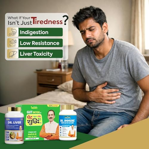 Image of Jeena Sikho Organics Ayurvedic Gut Detox Kit, Liver Care & Immunity Combo | Pet Yakrit Pleeha Shuddhi Kit + Dr. Liver + Dr. Immune | With Amla, Giloy & Tulsi | For Digestion & Daily Immunity