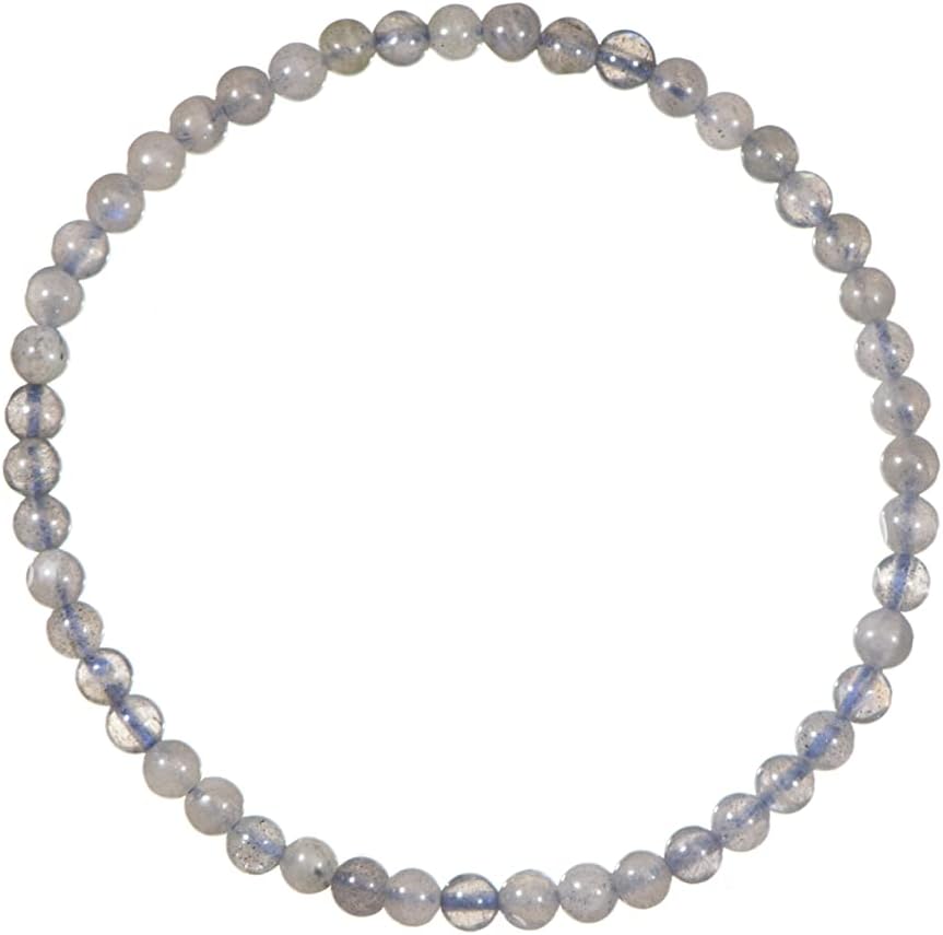 4mm Shiny Round Labradorite Stretch Bracelet in Various Lengths (6.5, 7, 7.5, 8 Inches)