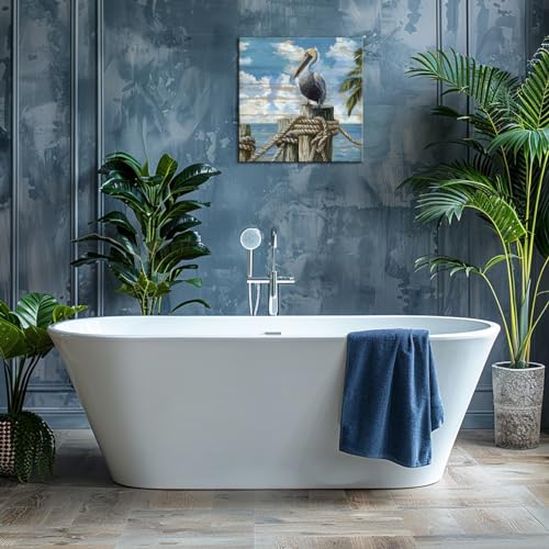 Bathroom-Decor-Beach-Wall-Art-Ocean-Theme-Blue-Picture-Canvas-Print-Modern-Coastal-Artwork-Framed-Hanging-Dining-Office-Living-Room Bathroom Decor Beach Wall Art Ocean Theme Blue Picture Canvas Print Modern Coastal Artwork Framed Hanging Dining Office Living Room