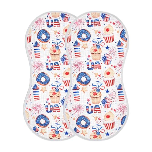 xigua USA Donuts Muslin Baby Burp Cloths Set of 1, Super Soft & Absorbent Burping Rags, Cotton Burp Clothes Shower Gift for Newborn, Baby Girls and Boys2