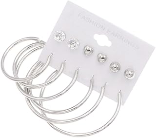 Conjunto De 6 Pares De Brincos Para Mulheres Brinco De Diamante Brincos De Contas Para Mulheres Brincos De Prata Brincos Femininos Argola Delicado Brinco De Metal Strass
