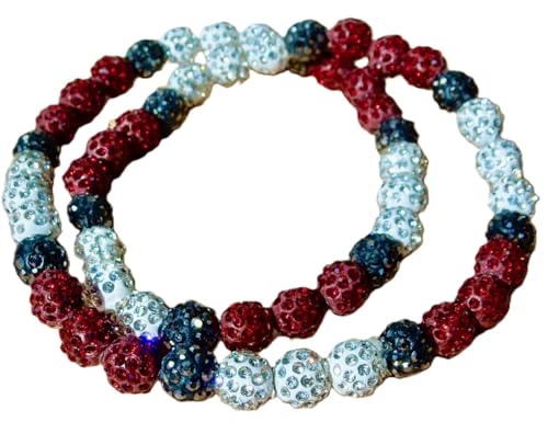 Pollyanna Disco Ball Rhinestone Baseball Necklace - Maroon Gray Silver