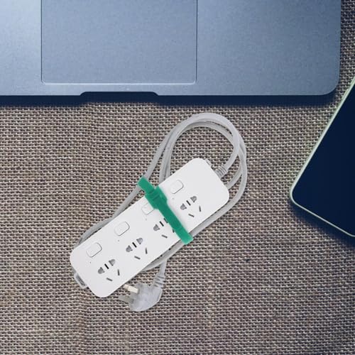 HOMSFOU 100pcs Organizador Reutilizable de Cables Correas de Gancho y Bucle para Electrónica y Cables de Carga Verde Autoadhesivas para Gestión en Casa y Oficina miniatura 7