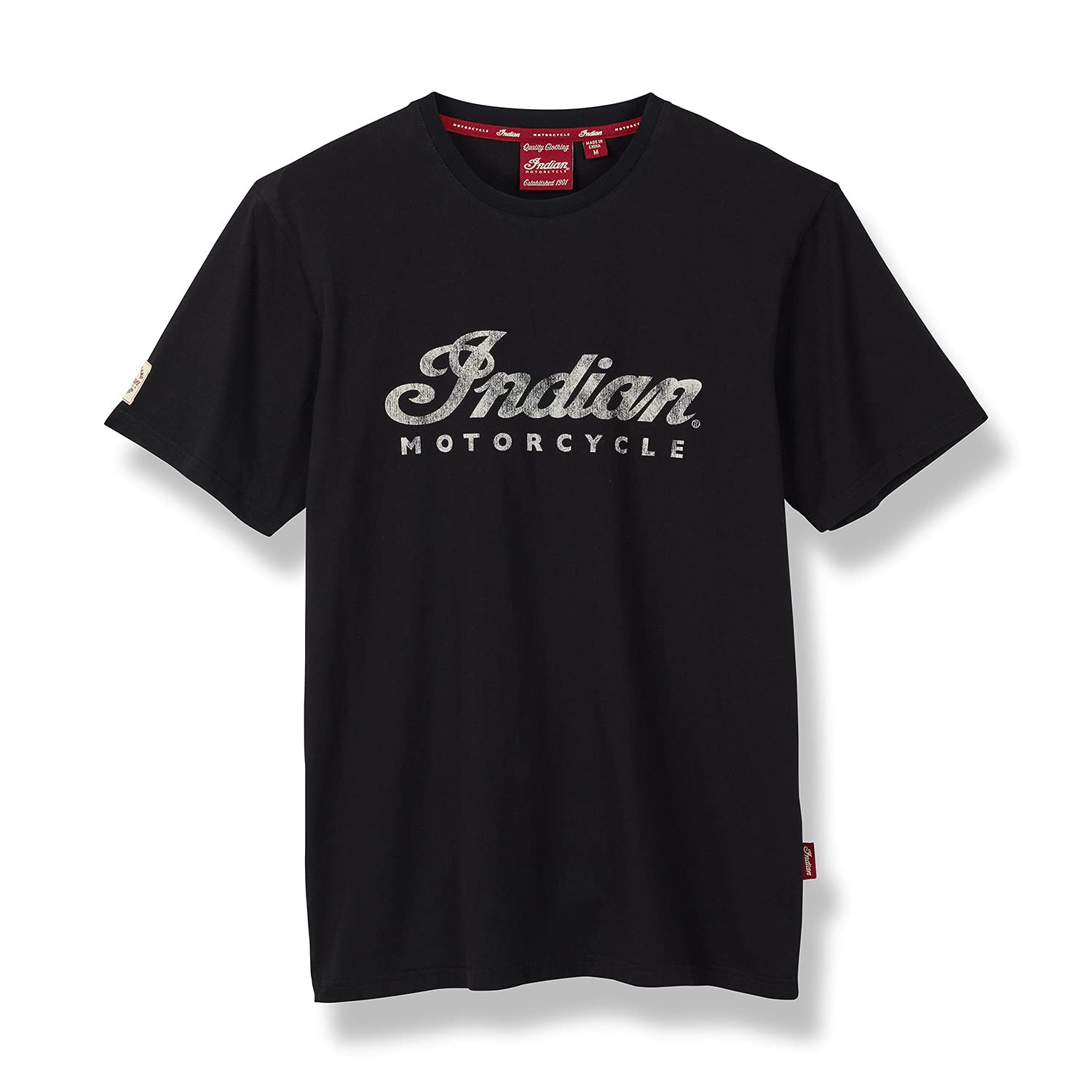 Indian MotorcycleMen's Script Logo T-Shirt, Black, 100% Cotton, Classic Fit, Branded Details - 2861933