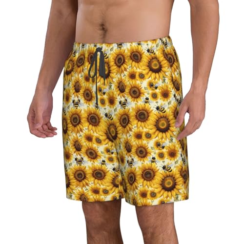 Sunflower bee Print Stylish Beach Shorts Swim Trunks Lightweight Breathable Summer Outdoor Activities2