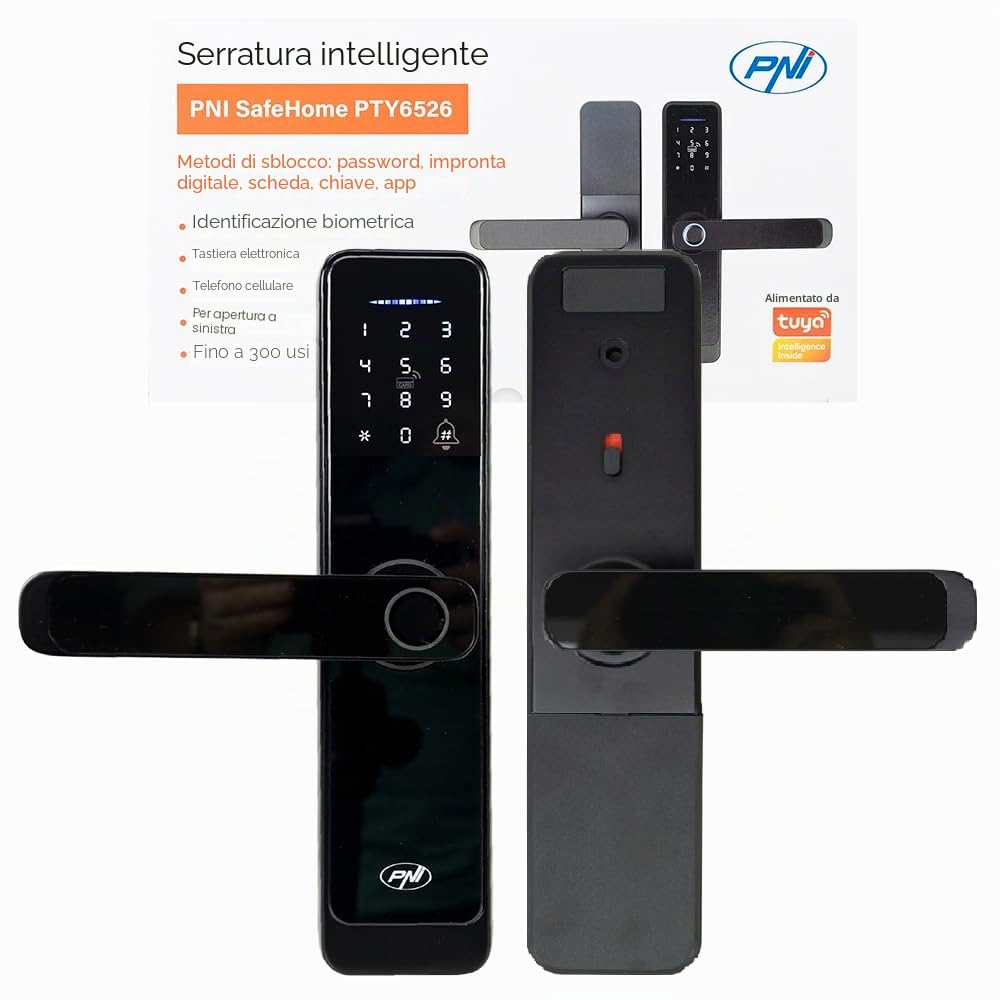Smart Lock intelligent PNI Safe Home PTY6526, impronta digitale, codice, tag, applicazione Tuya Smart, 100 utenti per airBNB