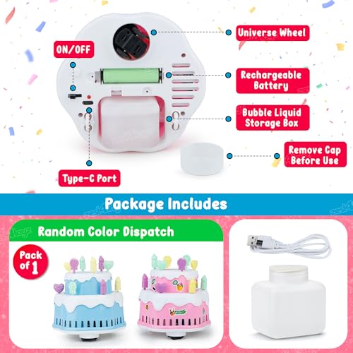 Image of Zest 4 Toyz Bubble Cake Toy for Kids Bubble Machine with Colorful Lights & Stickers Rechargeable Bubble Blower Sings Happy Birthday Song Gift for Boys and Girls Age 3+ Multicolor