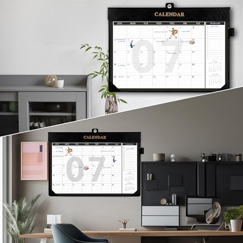 Image of Yoment Desk Calendar 2026 Leather Desk Calendar with to-Do Lists, 13 Months Desk Pad Wall Calendar with Pen Holders PVC Cover for Work Office School Home Women Men, Jan 2026-Dec 2026, 17 x 12, Black