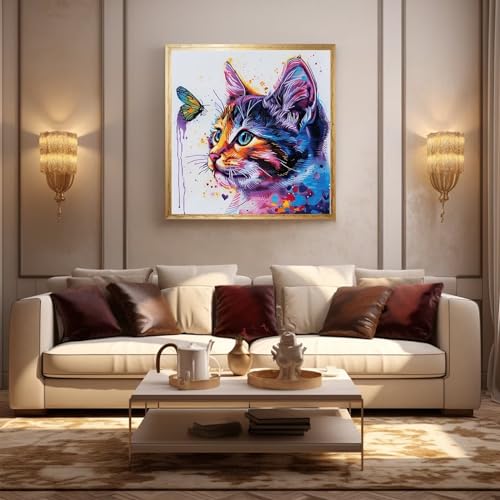 Image of Xinpinzhou Cat 11ct Cross Stitch Kits, 11 CT Funny Pre Printed Counted Stamped Cross Stitch Embroidery Needlepoint Needlework Patterns Kits for Beginners Adults Animal Crossstitch 40x40 cm