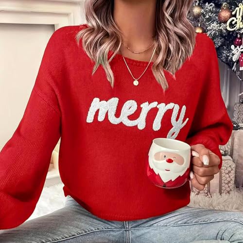 Merry Christmas Christmas Sweaters for Women Xmas Holiday Knit Pullover - image 4