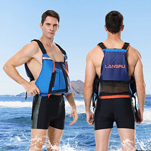 Lansru Swim Vest Adult Kayaking, Buoyancy Swim Jacket With High Back Mesh Adjustable Safety Strap For Men Women, Paddle Boarding Fishing Boating Diving Paddle #TOP6