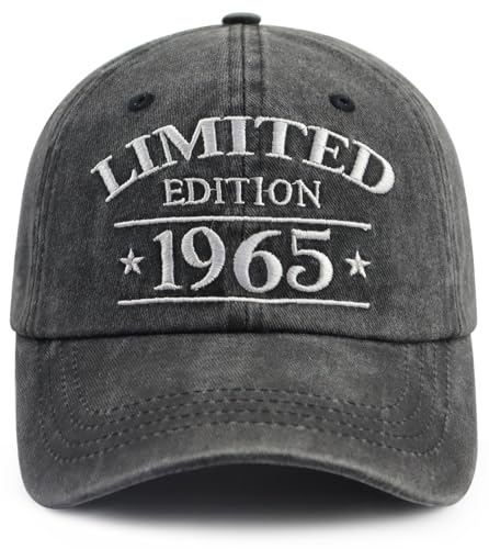 60th Birthday Gifts for Men Women, 60th Birthday Decorations Hats, Limited Edition 1965 Baseball Cap, 60 Year Old Retirement Gifts for Grandpa Grandma Black