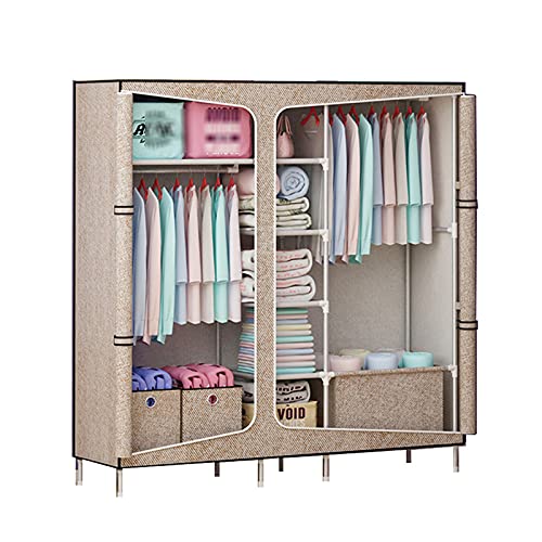 RIJPEX Armario Plegable, Armario De Tela Portátil, Marco De Metal Estable con Cajón, Riel para Colgar, Armario para Ropa (Tamaño: 168 * 128 * 45 CM) (A 168 * 105 * 45 CM)
