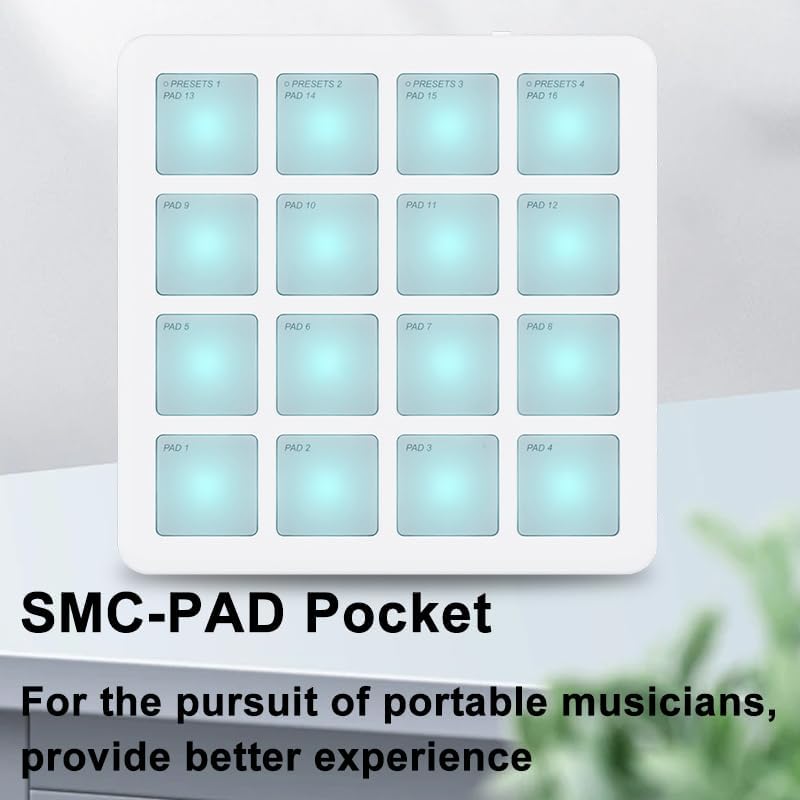 SMC-PAD Pocket MIDI Controller with text 'For the pursuit of portable musicians, provide better experience'