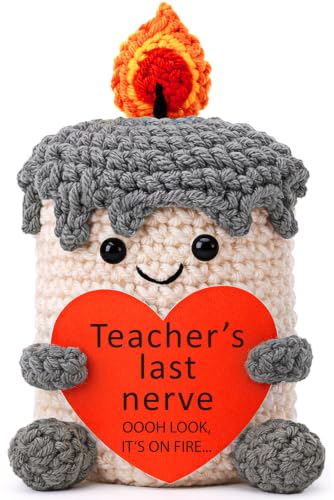 YUEYUQIU Funny Teacher Appreciation Gift for Women Handmade Crochet Candle