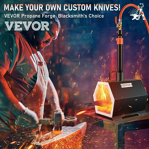 VEVOR Gas Schmiedeofen Sechseck, 250 x 215 x 190 mm Gas Schmiede mit Brenner, Gold, Messing, Bronze, Magnesium, Aluminium, Zinn und Edelstahl, Gas Propan Forge Schmiedeofen 2 m Gasschlauch