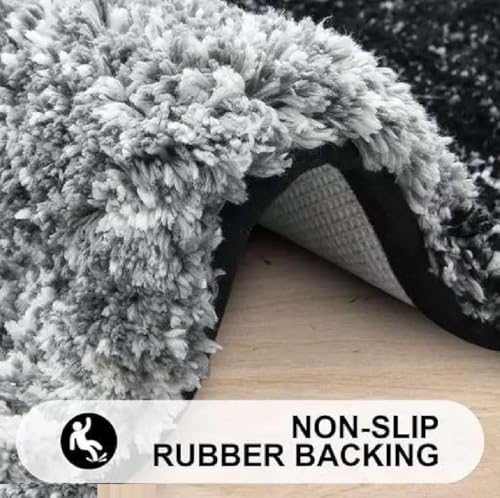 Image of NAMCHI Comfort Bath Mat 50x80 cm | Anti Skid Bathroom Mat | Soft Microfiber Floor Mat | Highly Absorbent & Quick Dry | Non Slip Bath Rug for Bathroom, Bedroom & Home I Black & White