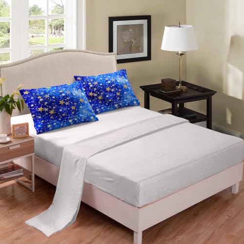 Image of NINENINE Galaxy Star Comforter Sets, Bright Blue Sparkling Star Space Bedding 5PCS Twin Size Comforter Sets for Girls Kids (1Comforter, 1Flat Sheet, 1Fitted Sheet, 2Pillowcases)