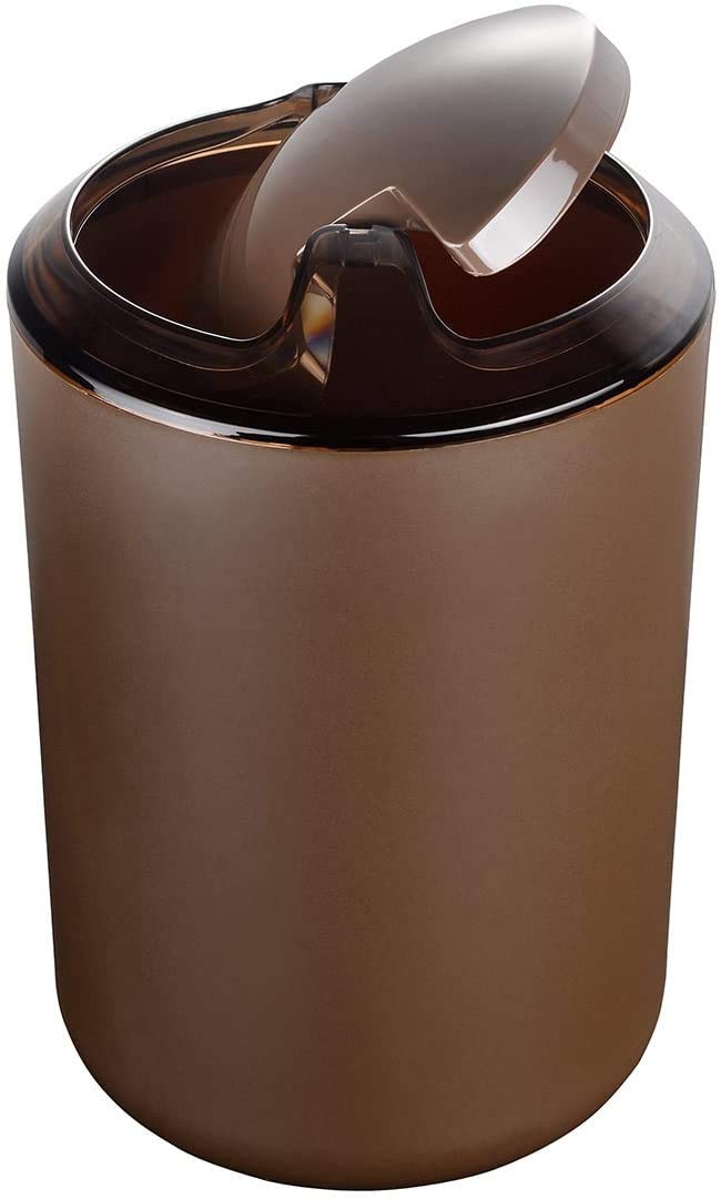 Set di 6 accessori da bagno in plastica di lusso, set di accessori da bagno, bottiglie per lozione, portaspazzolino per denti, portasapone, scopino per WC, bidone della spazzatura (marrone)