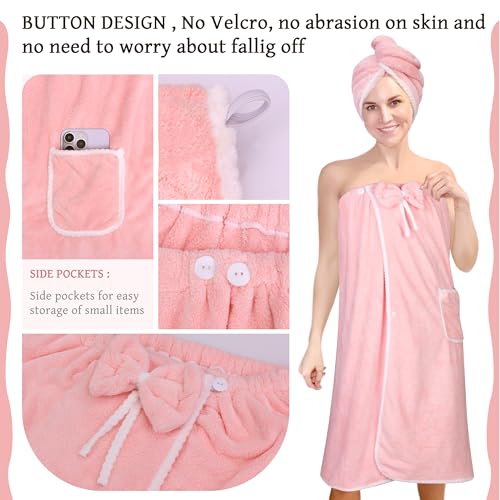 BABYSHEEP Towel Wrap Women Shower Robe Adjustable Closure Bathrobe with Hair Drying Towel & Spa Wraps3