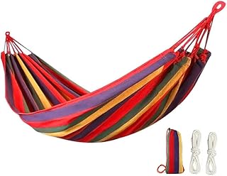 Camping Hammock,BeiLan Colorful Multifunctional hamac Cotton Fabric Canvas Travel Hammocks 440lbs Ultralight Portable Beach Swing Bed Tree Hanging Outdoor Indoor Camping Gifts(Red)