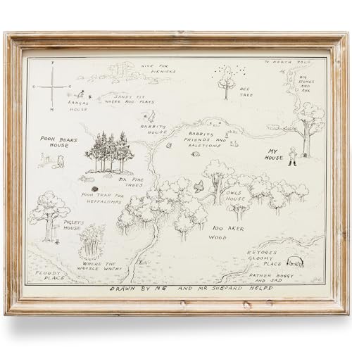 Image of Winnie The Pooh Hundred Acre Wood Map - 11x14 Art Print (Unframed) | Neutral Nursery Decor | Kids Bedroom Wall Decor | A. A. Milne | Boys Room or Girls Room Artwork | Vintage Original Drawing