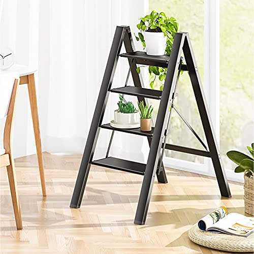 Taburete escalera plegable con pedal ancho antideslizante robusto para adultos en el hogar 4