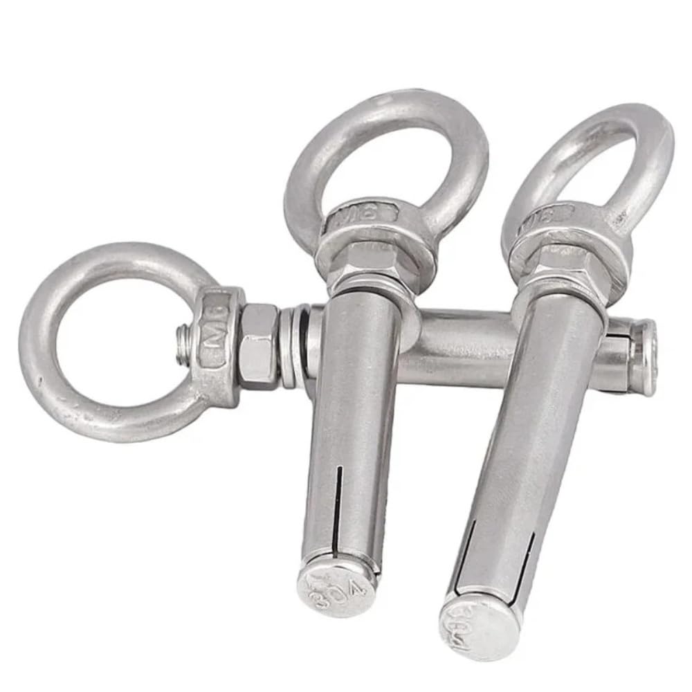 Pernos de expansión de acero inoxidable 304, tornillo de explosión de expansión, M6 * 50/60/70/80/100MM, pernos de expansión de anillo de elevación con anillo(M6 X 80)