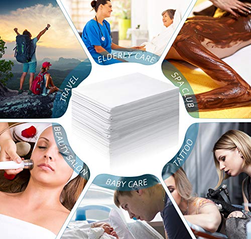 Image of Tatuo 50 Pieces 31 x 70 Inches Disposable Bed Sheets Waterproof Bed Cover Massage Table Sheet Non-woven Fabric for Spa, Lash, Beauty Salon, Waxing, Hotels(White)