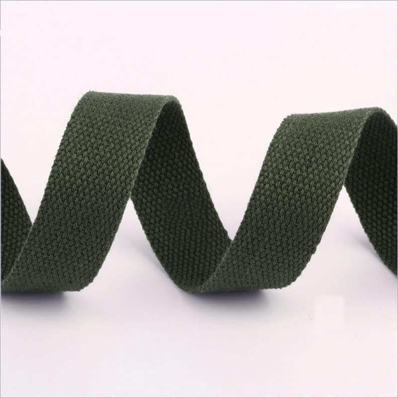 Heavy Cotton Webbing Bag Straps 38mm 24 Colours Canvas Tape Ribbon (Olive Green, 2 metre)