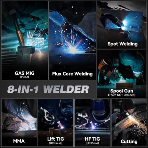 Image of ARCCAPTAIN MIG205 PCT MIG Welder 8 IN 1 iControl APP Control Plasma Cutter /Pulse MIG /Flux Core /Pulse DC HF /Lift TIG /Stick /Spool Gun /Aluminum Welding Machine 120 /240V Dual Voltage Multiprocess Welder