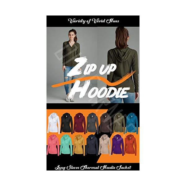 OLLIE-ARNES-Womens-Thermal-Long-Hoodie-Zip-Up-Jacket-Sweater-Tops OLLIE ARNES Women's Thermal Long Zip Up Hoodie Jacket Sweatshirt Tops Black L