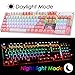 immagine 4Tastiera meccanica di gioco cablata Switch blu 104 tasti LED RGB 9 Modalità di retroilluminazione Pannello metallico anti-ghosting Layout ergonomico di chiavi USB per giocatori For game Typist (Rosa)